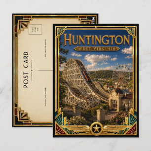 Carte Postale Huntington Virginie-Occidentale Art Déco Doré Vint