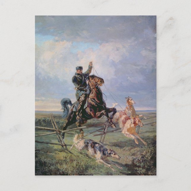 Carte Postale Huntsman avec les Borzois, 1872 (Devant)
