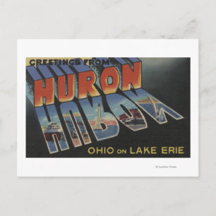 Carte Postale Huron, Ohio - Lac Érié - Scènes de grandes lettres