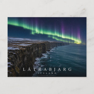 Carte Postale Húsavík Port Ville Baleinière Islande Aurore Boréa