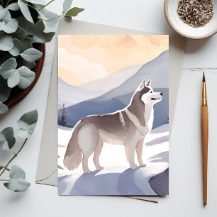 Carte Postale Husky d'Alaska   Aquarelle de montagne de chien
