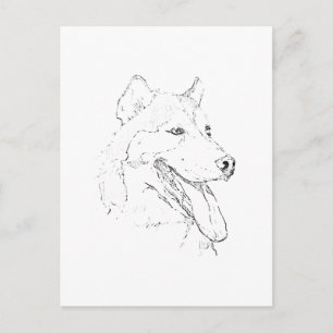 Carte Postale Husky sibérien – Dessin au trait minimaliste de ch