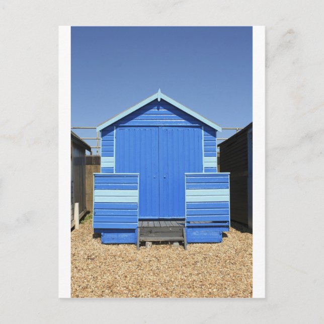 Carte Postale hutte de plage bleue (Devant)