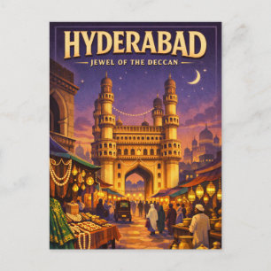 Carte Postale Hyderabad, Inde, dans un voyage rétro classique