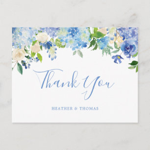 Carte Postale Hydrangea Blue Floral Mariage Merci