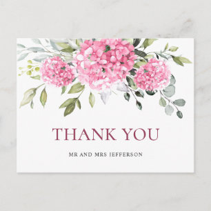 Carte Postale Hydrangea Eucalyptus Merci Élégant Rose Pâle