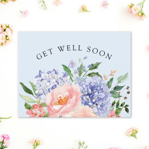 Carte Postale Hydrangea Floral Bleu Rose Aquarelle Meilleurs Vœu