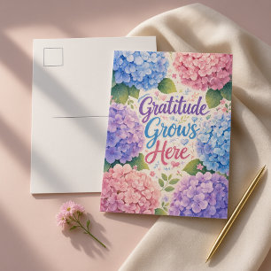 Carte Postale Hydrangea : La gratitude grandit ici