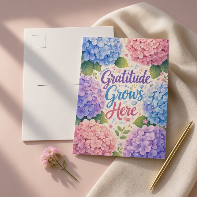 Carte Postale Hydrangea : La gratitude grandit ici (Hydrangea : Gratitude Grows Here Postcard)
