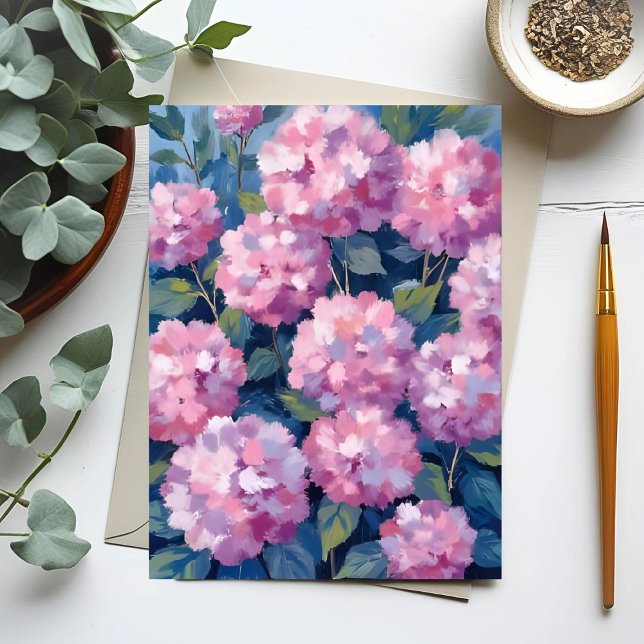 Carte Postale Hydrangeas Floral Rose Tendre (Créateur téléchargé)