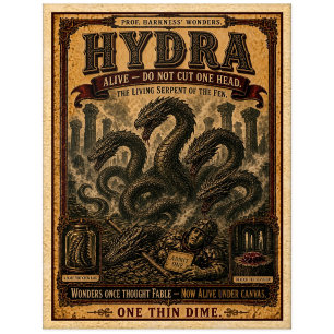 Carte Postale Hydre, Monstre de Cirque Vintage
