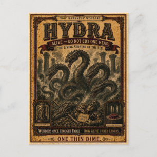 Carte Postale Hydre, Monstre de Cirque Vintage