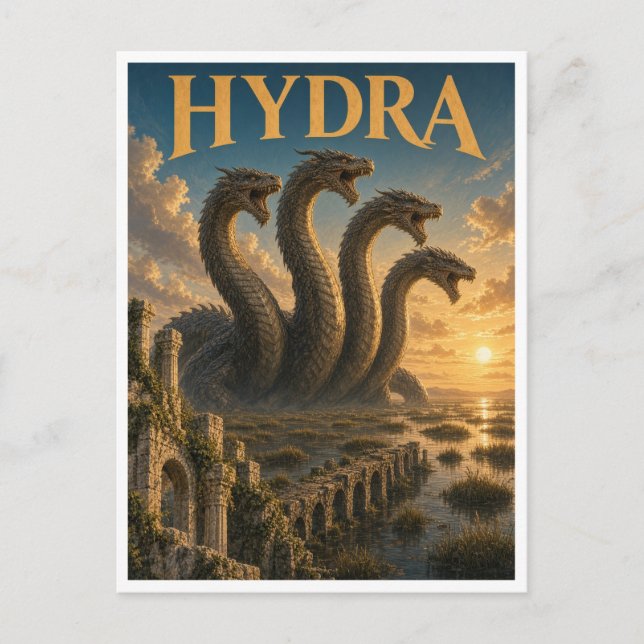 Carte Postale Hydre, monstre de fantasy gothique (Devant)