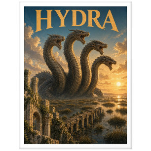 Carte Postale Hydre, monstre de fantasy gothique
