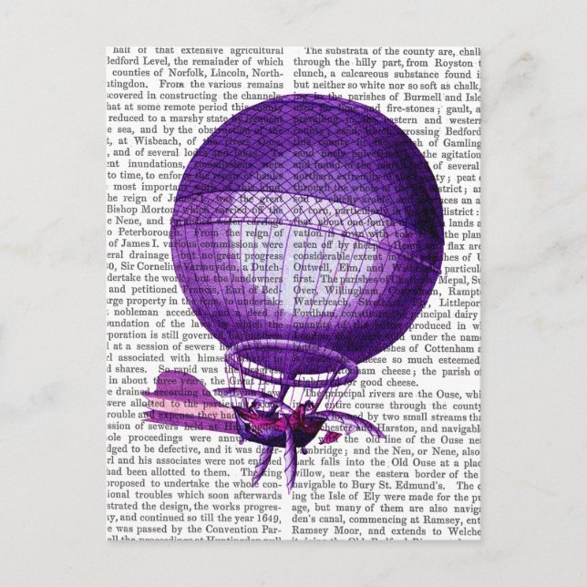 Carte Postale Hydrogène Blanchard (Violet) Ballons à air chaud (Devant)