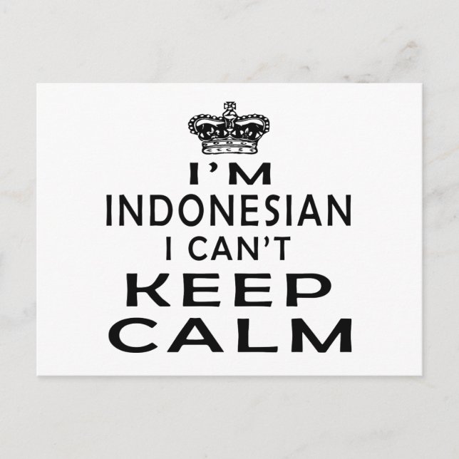Carte Postale I am Indonesian I can't keep calm (Devant)