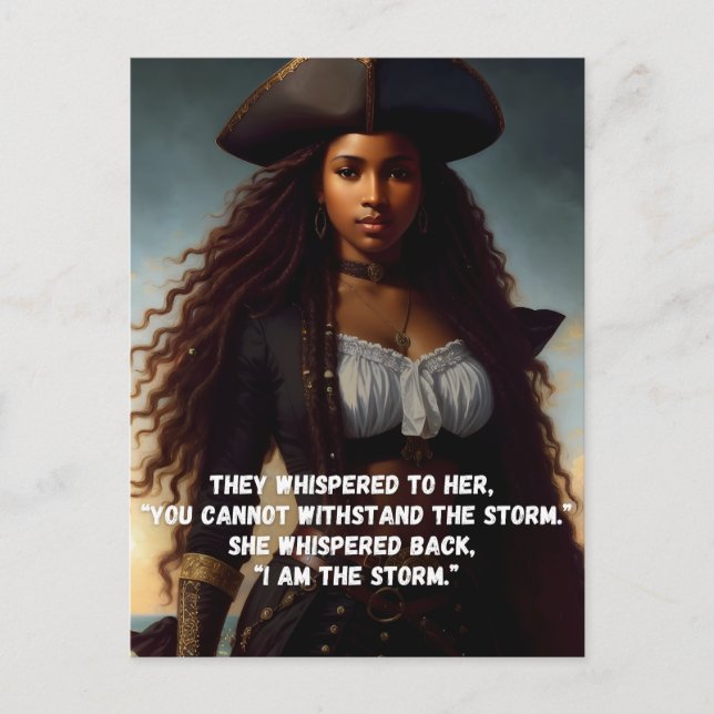 Carte Postale I Am the Storm Black Woman Pirate Art (Devant)