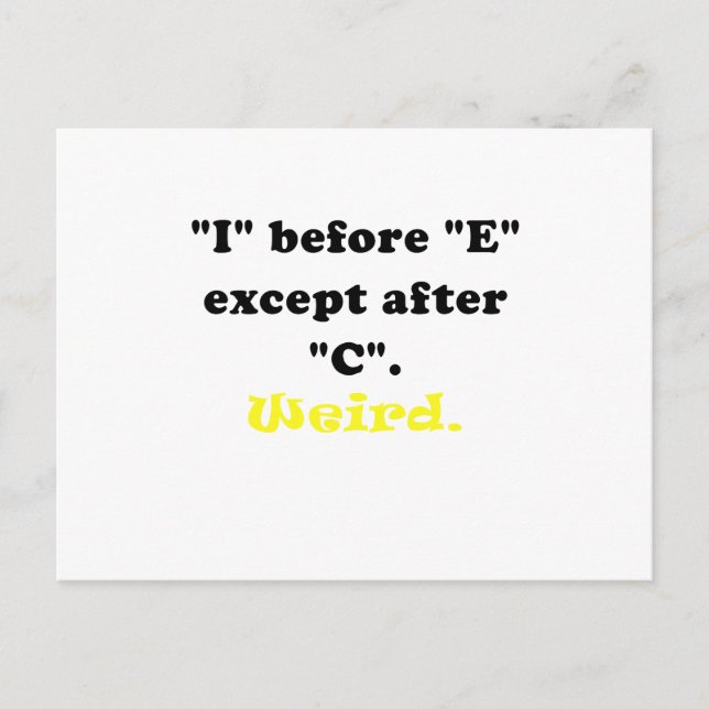 Carte Postale I Avant E, Sauf Après C Weight (Devant)