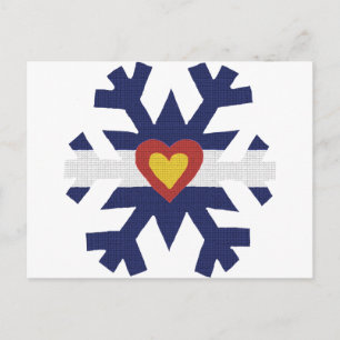 Carte Postale I Coeur Colorado Drapeau Flocon de neige