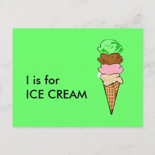 Carte Postale "I" est pour Ice Cream Alphabet Flashcard