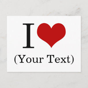 Carte Postale I Heart (Add Your Own Custom Text) Template