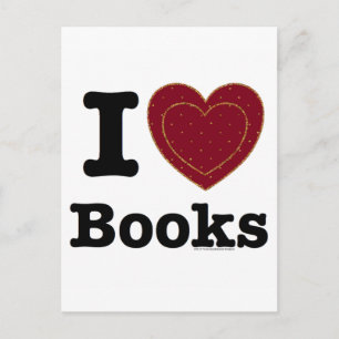 Carte Postale I Heart Books - I Love Books! (Coeur double)