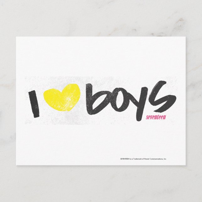 Carte Postale I Heart Boys Jaune (Devant)