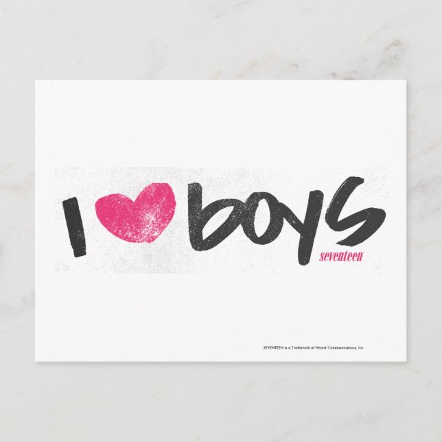 Carte Postale I Heart Boys Magenta (Devant)