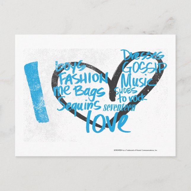 Carte Postale I Heart Graffiti Aqua (Devant)