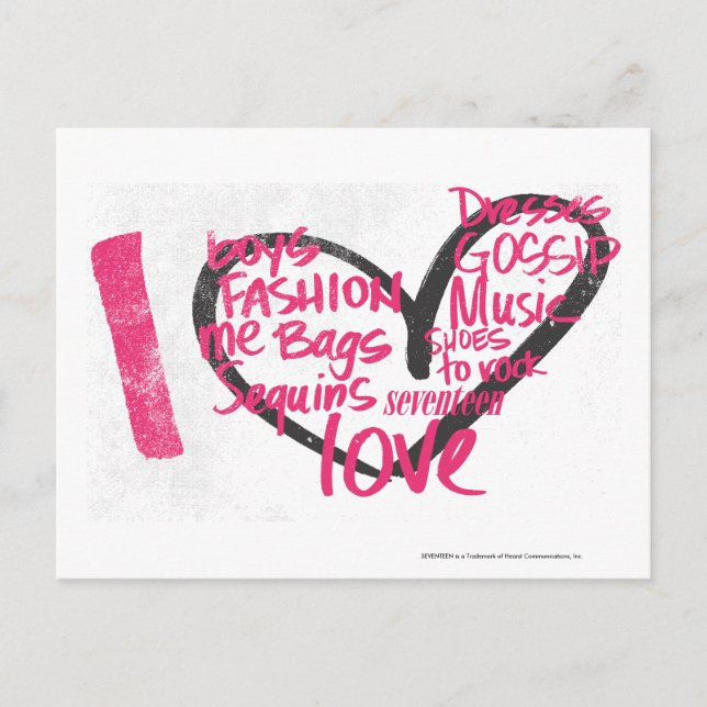 Carte Postale I Heart Graffiti Magenta (Devant)