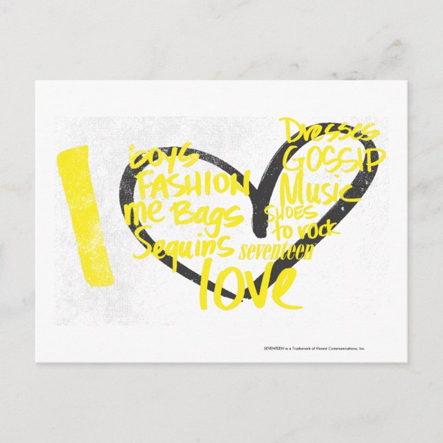 Carte Postale I Heart Graffiti Yellow (Devant)