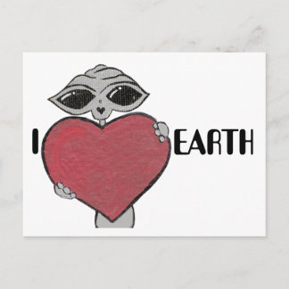 Carte postale I Heart Love Earth Alien