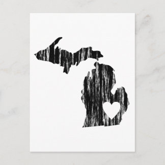 Carte Postale I Heart Michigan Grunge Worn Outline State Love