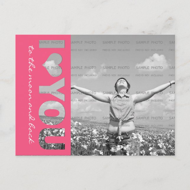 Carte Postale I Heart You Personalized Photo Modèle (Devant)