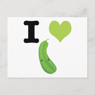Carte Postale I Heart Zucchini Cute Kawaii Zucchini
