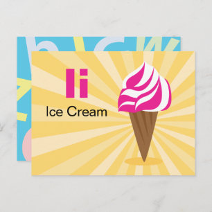Carte Postale I is for Ice Cream - Alphabet Flash Card