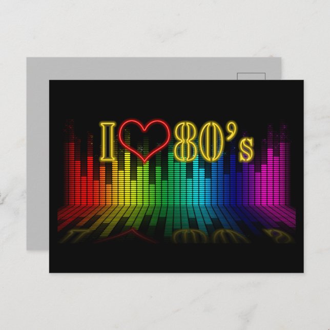 Carte postale "I ♥ Les années 80" Retro Vibes (Devant / Derrière)