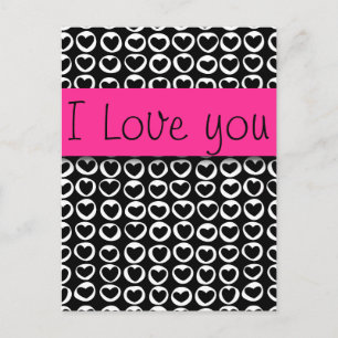Carte Postale I Lote mignonne Girly Coeurs noir et blanc