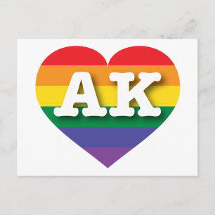 Carte Postale I Love Alaska Rainbow Heart