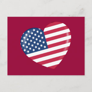 Carte Postale I Love America - Heart of Patriotic American