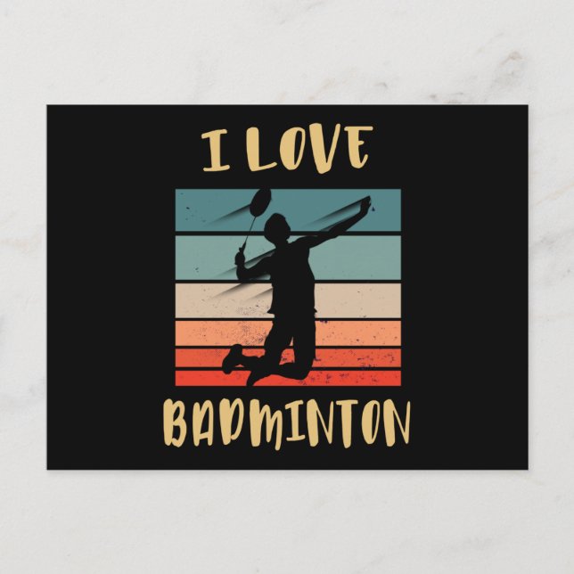 Carte Postale I Love Badminton Jump Smash (Devant)