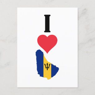 Carte Postale I Love Barbados Vertical I Heart Country Drapeau C