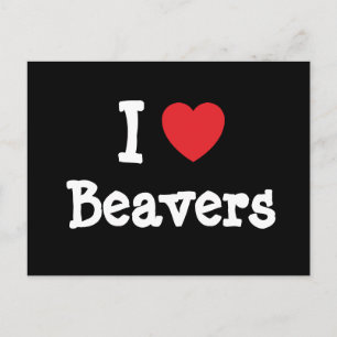 Carte Postale I love Beavers coeur personnalisé