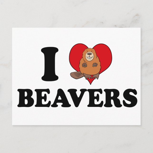 Carte Postale I Love Beavers Funny (Devant)