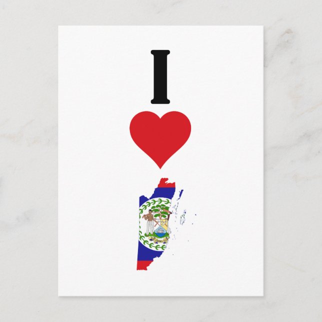 Carte Postale I Love Belize Vertical I Heart Country Drapeau Car (Devant)
