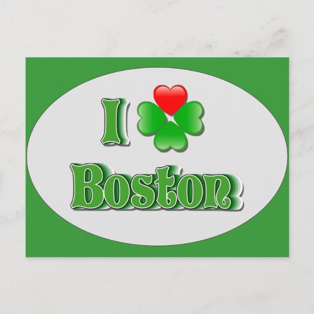 Carte Postale i Love Boston - Clover (Devant)