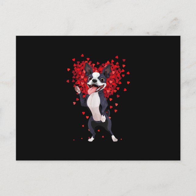 Carte Postale I Love Boston Terrier Funny Coeur Valentine Cadeau (Devant)