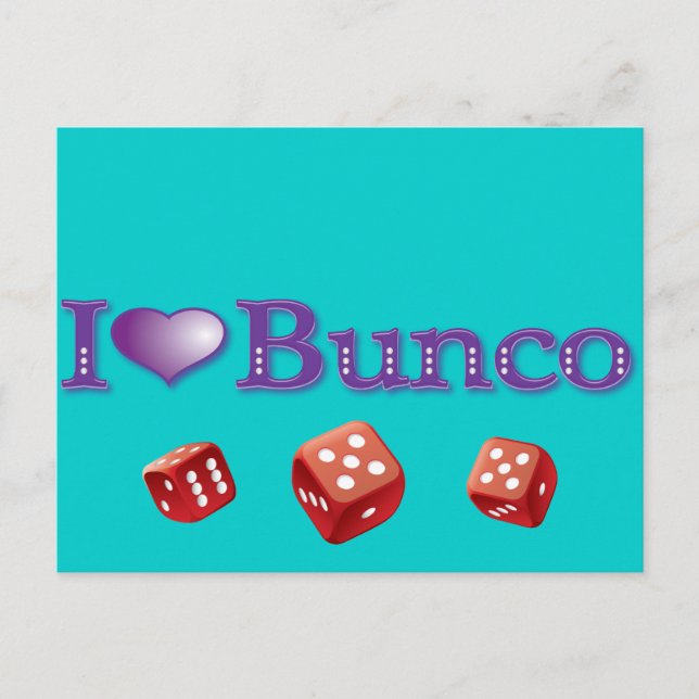 Carte Postale I Love Bunco avec Red Dice (Devant)