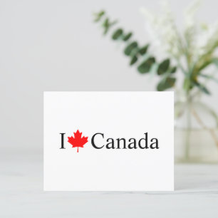 Carte Postale I Love Canada typographie à la feuille d'érable ro