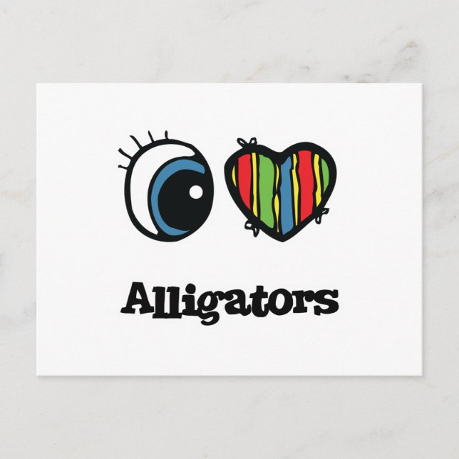 Carte Postale I Love (Coeur) Alligators (Devant)